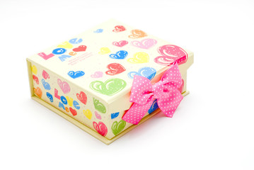 beautiful hand-made yellow gift box in white background