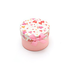 beautiful hand-made pink gift box in white background