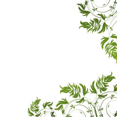 Green floral pattern on white background
