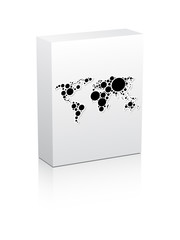 world map on white box vector illustration