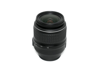 Camera lens on isolated background