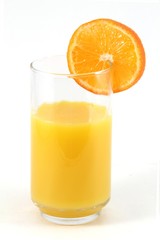 Orange slice on glass.