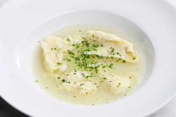beef bouillon with dumplings
