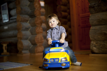 boy driving car