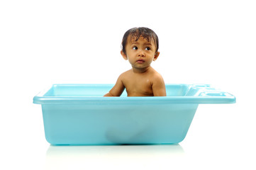 Baby Girl Take A Bath