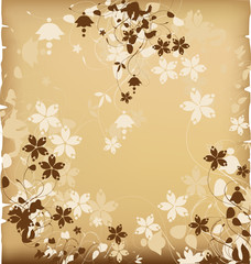 Old paper with floral silhouettes