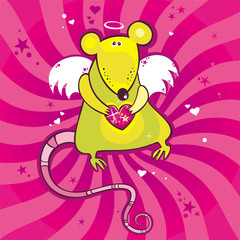 Angel cupid rat card.
