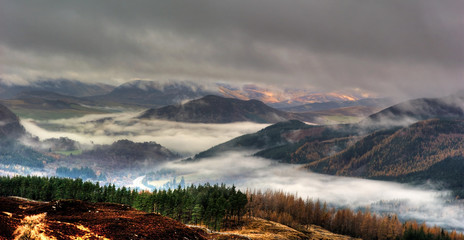 Perthshire Hills in Autumn Mist