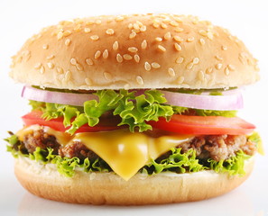 Cheeseburger on a white background