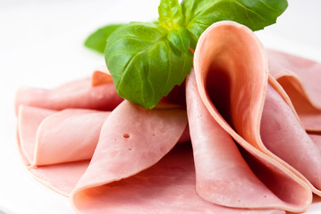 Ham with fresh basil