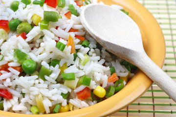 Rice with vegetables.
