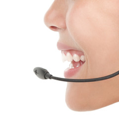 headset woman closeup