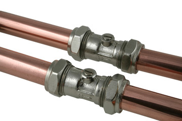 copper pipe and service valves