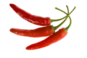 red hot chilli peppers isolated on white