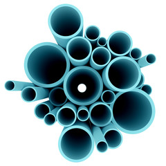 3d rendered blue pipes isolated on white background