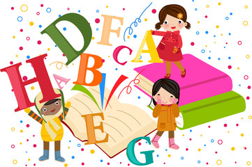 Obraz premium kids reading the book