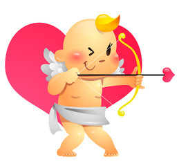 Cupid With A Bow And Heart Shaped Arrow