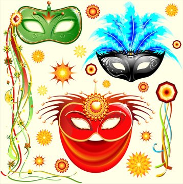 Maschere Carnevale-Carnival Elements-Masques Carnaval-Vector