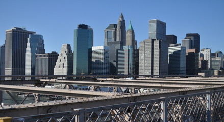 Fototapeta na wymiar Manhattan Financial Center and Brooklyn Bridge