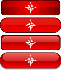 Compass  web buttons. Vector illustration.