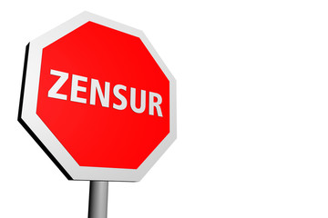 Zensur Stoppschild schräg