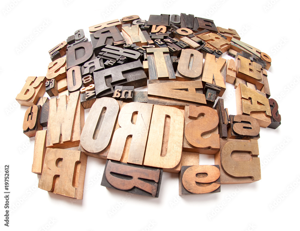 Fototapete round composition of typescript letters