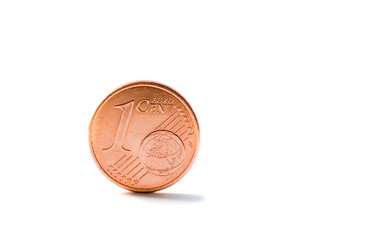 Single one euro cent coin isolated on white background