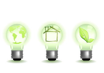 Vector illustration of different green illuminates