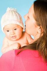 happy mother with baby