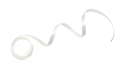 White ribbon curl isolated on white background