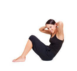 lively woman doing sport exercises