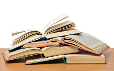 Pile of books isolated on white background