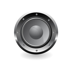 Metal Audio speaker silver color on white Vector