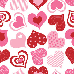 Red and Pink Hearts Pattern - 19761076