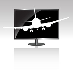 lcd tv with white airplane