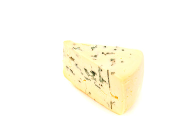 a piece of french blue  cheese white isolated close up