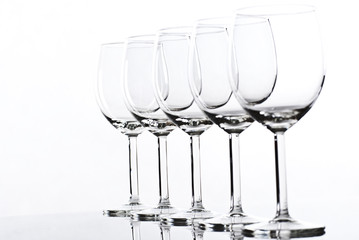 empty wineglasses on white background
