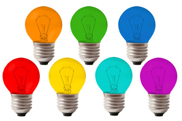 many lamps of color of rainbow, collage