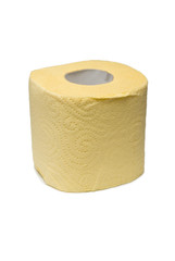 Roll of a yellow toilet paper.