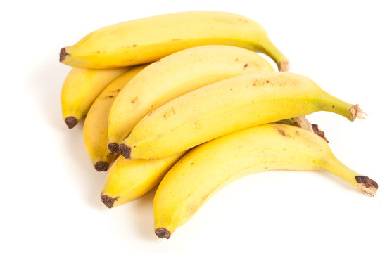 Ripe bananas isolated on white