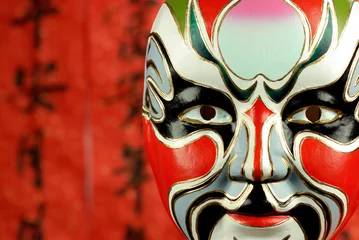 Crédence de cuisine en verre imprimé Pékin Traditonal chinese element,Classical beijing opera masks.