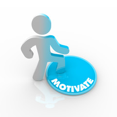 Person Stepping Onto Motivate Button