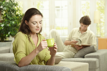 Couple resting at home