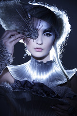 model in expression dress and hair