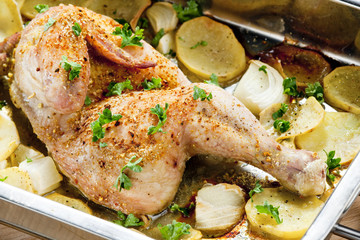 chicken baked with potatoes