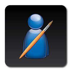 Naklejka premium Icono dibujante con pincel