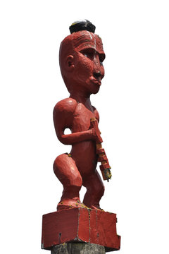 Sculpture maorie sur le Marae à Christchurch - New Zealand