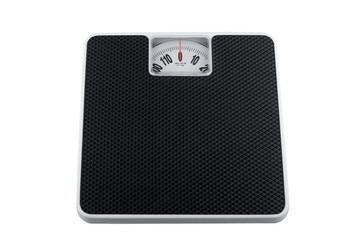 White analog bathroom scale isolated on white