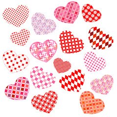 Set of different colorful pretty hearts