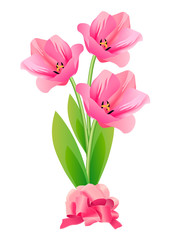 Three tulips and bow